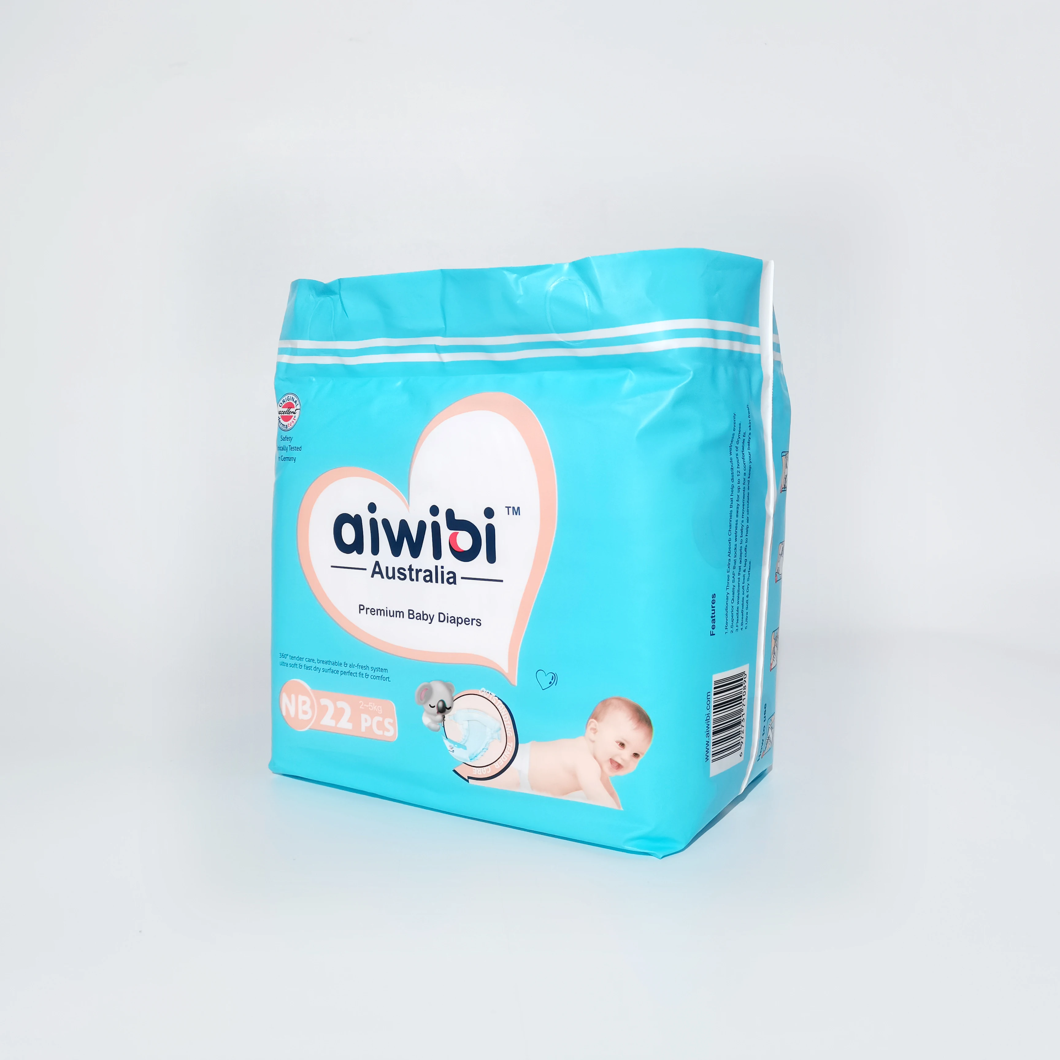 Aiwibi disposable baby diapers a grade good pampering baby nappies soft cotton diapers manufacturer in China low MOQ