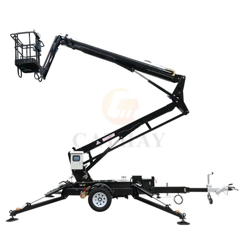 CE certificated 16m 200kg mobile trailer hydraulic genie aerial lift platform with 360 degree rotation