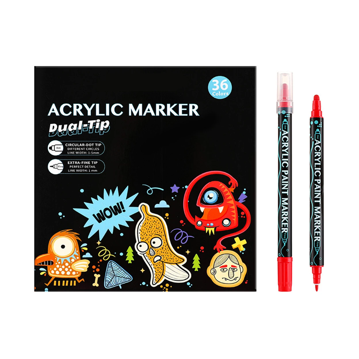 Diy 12/24/36 Colors Premium Dual Tip acrylic Paint Marker Pens Waterproof dot colored marker set