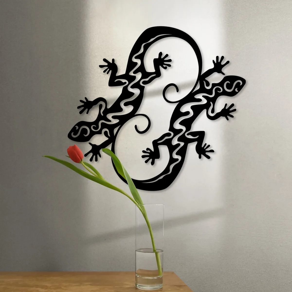 Cross-border New Product Gecko Silhouette Metal Crafts Wall Pendant Decoration Bedroom Living Room Sofa Background Wall Wall Dec