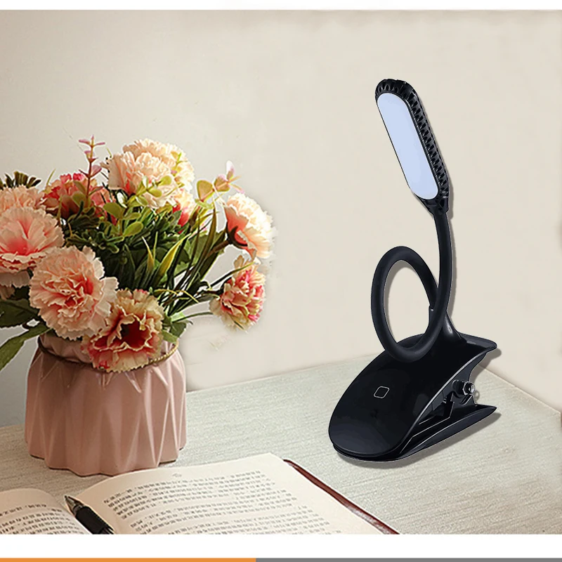 
Amazon Hot Sale Led Book Reading Light USB Lithium Power Item Indoor Lighting Adapter White Light Clip Night Reading 