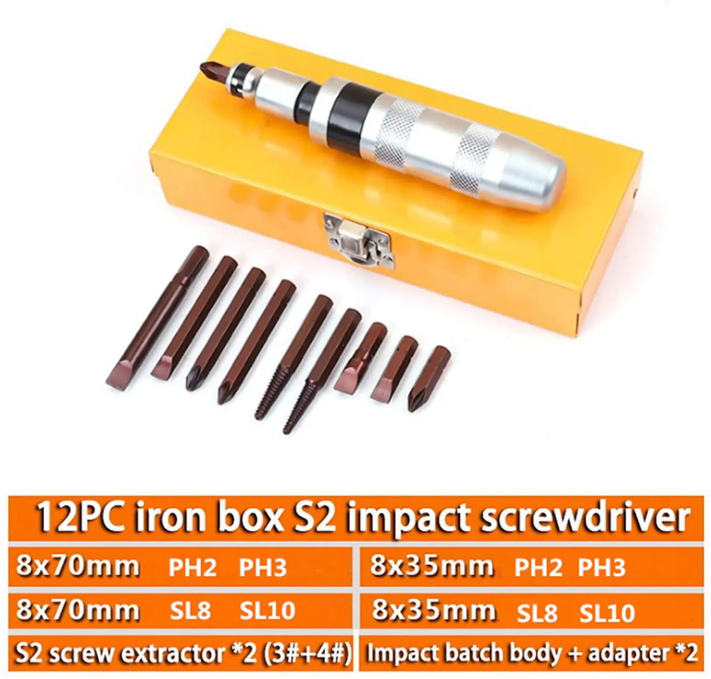12pcs Hand Impact Screwdriver remove stubborn nut rust screw hammer screwdriver tool set