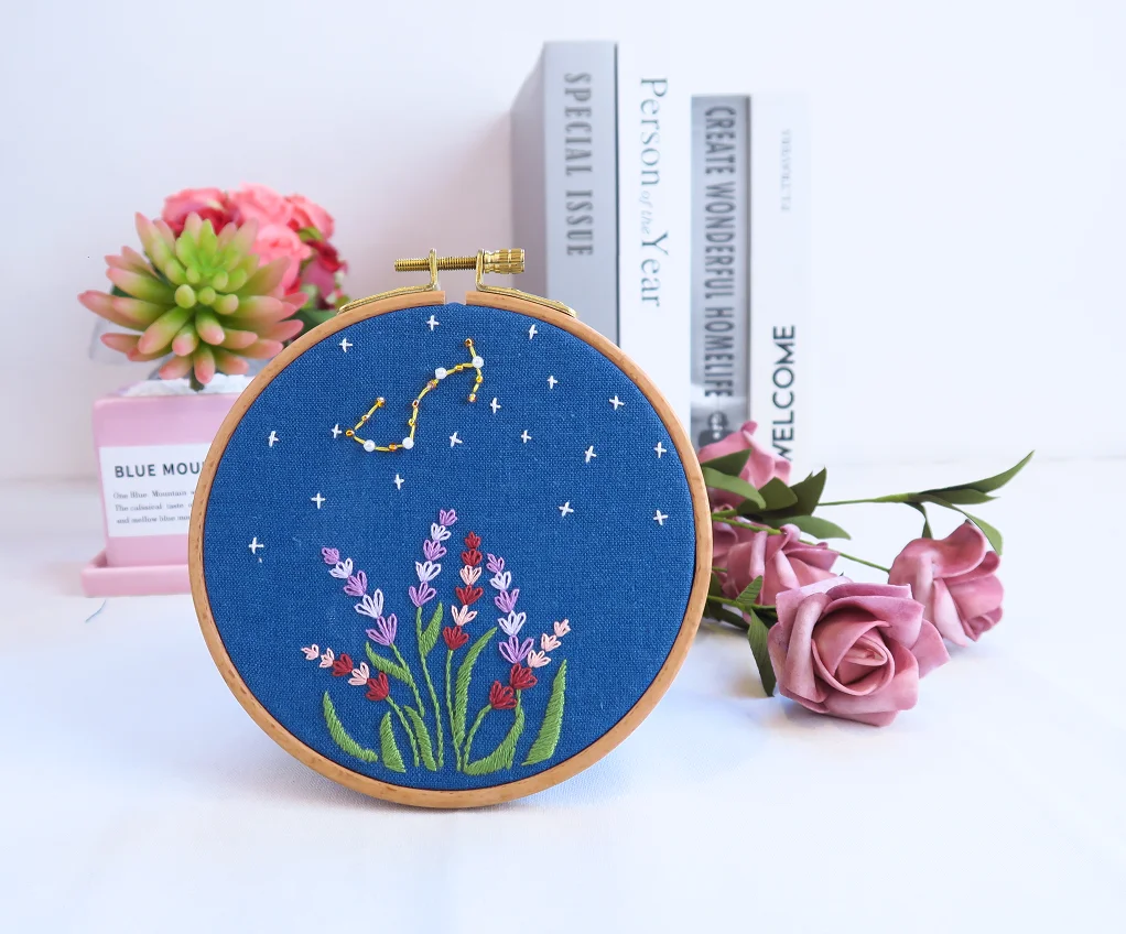 
Diy Embroidery Starter Kit Floral Pattern Stamped Fabric For Adults Beginners Cross Stitch Kits 