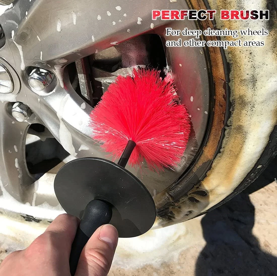 42*6.2CM Long Soft Bristle Wheel and Rim Tire Detailing Car Brush for Wheels Rims Exhaust Tips Motorcycles