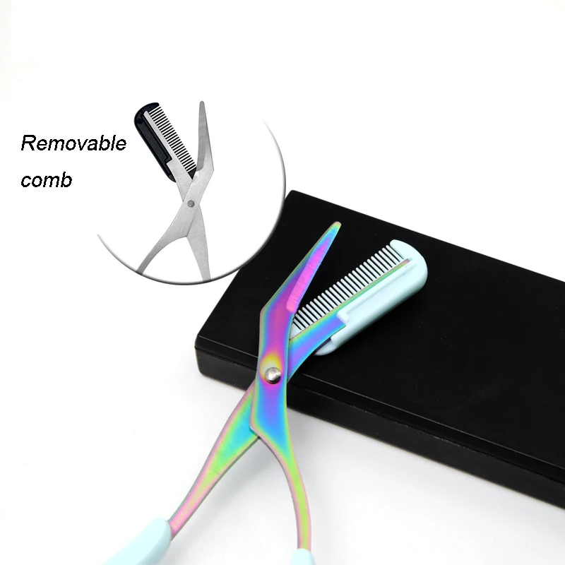 Поддержка небольшого минимального заказа, частный логотип, ножницы из нержавеющей стали для стрижки бровей с расческой