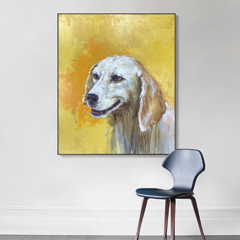 Animal handing paintings Handmade Latest Hotel Project Decoration Oil Painting on Canvas cat and dog paintings for bedroom