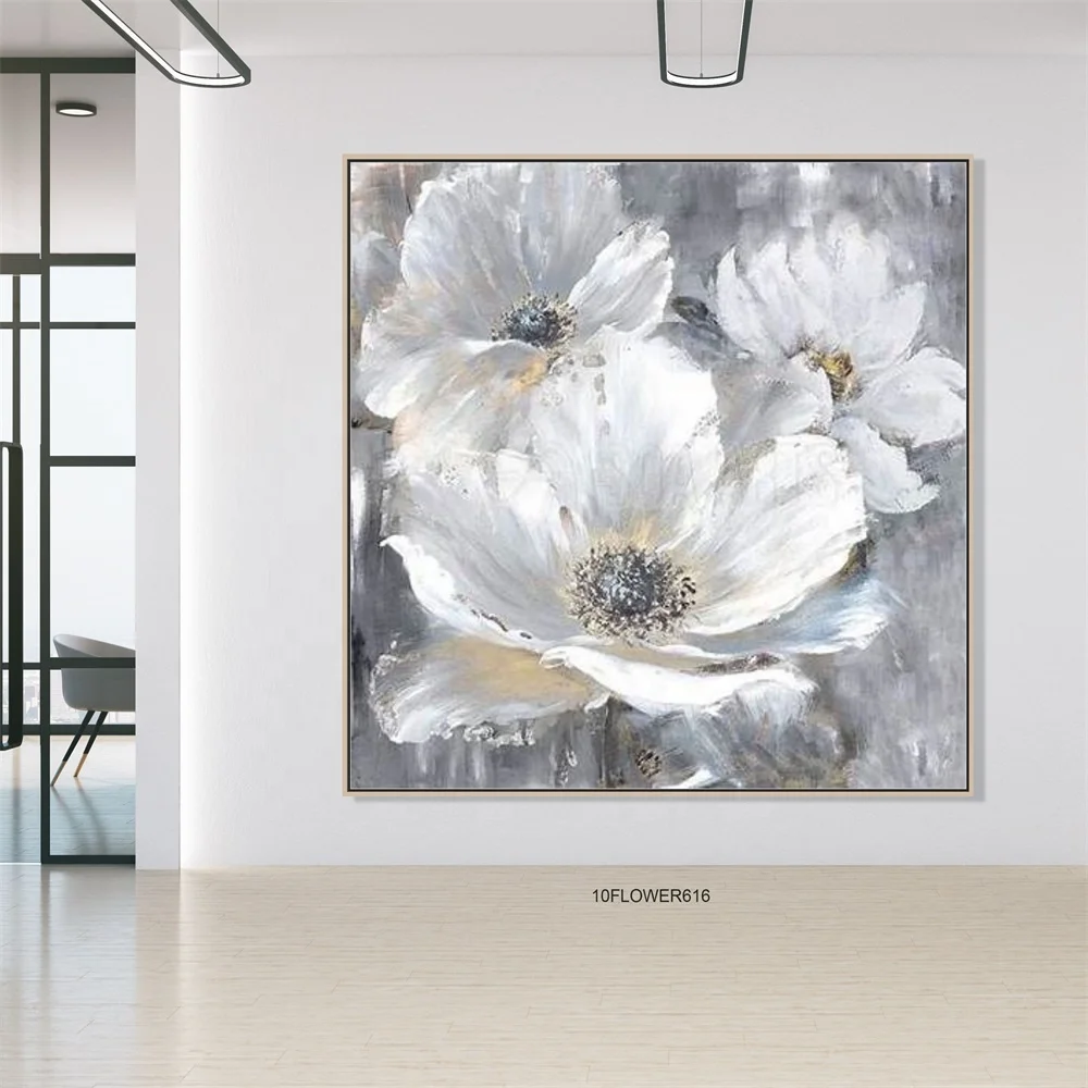 100% Hand Painted Abstract Golden Flower Oil Painting On Canvas Decorative Classic Flower Wall Painting