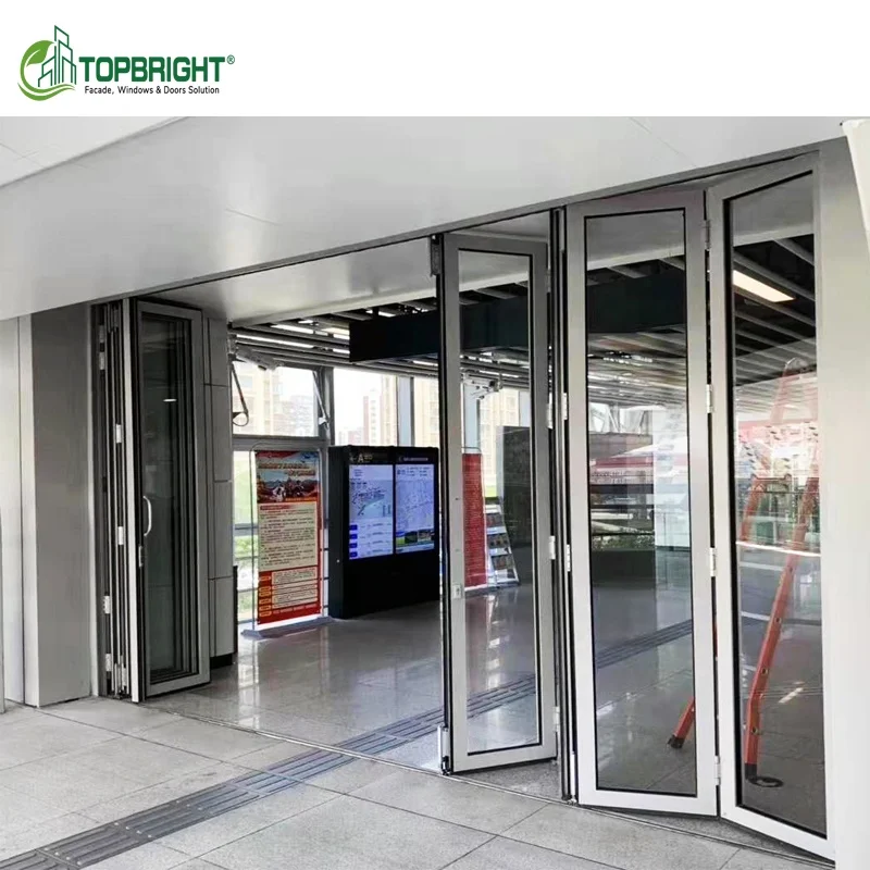 Guangdong hurricane impact exterior doors and windows bifold custom glass bi folding door