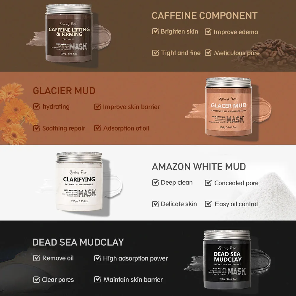 Deep Exfoliation Body Face Scrub Brighten Whitening Dead Sea Turmeric Green Tea Rose Mud Face Mask