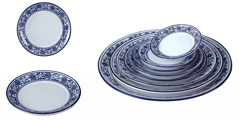 Chinese Blue And White Porcelain Banquet Dinnerware Sets Antique Pattern Ceramic Dinner Plate Set