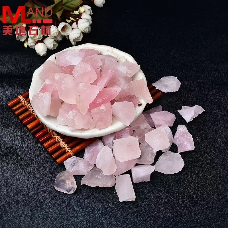 Manufacturer direct sales of natural transparent pink crystal rough stone diffuser stone aromatherapy jewelry raw materials wool