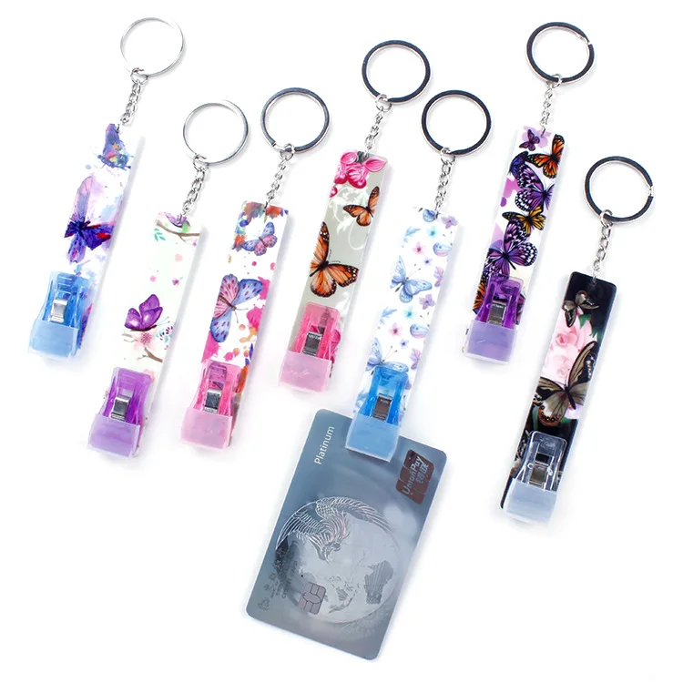 FanYue 2022 ins trendy product card grabber keychain key chain for long nails credit card debit card keychain bulk