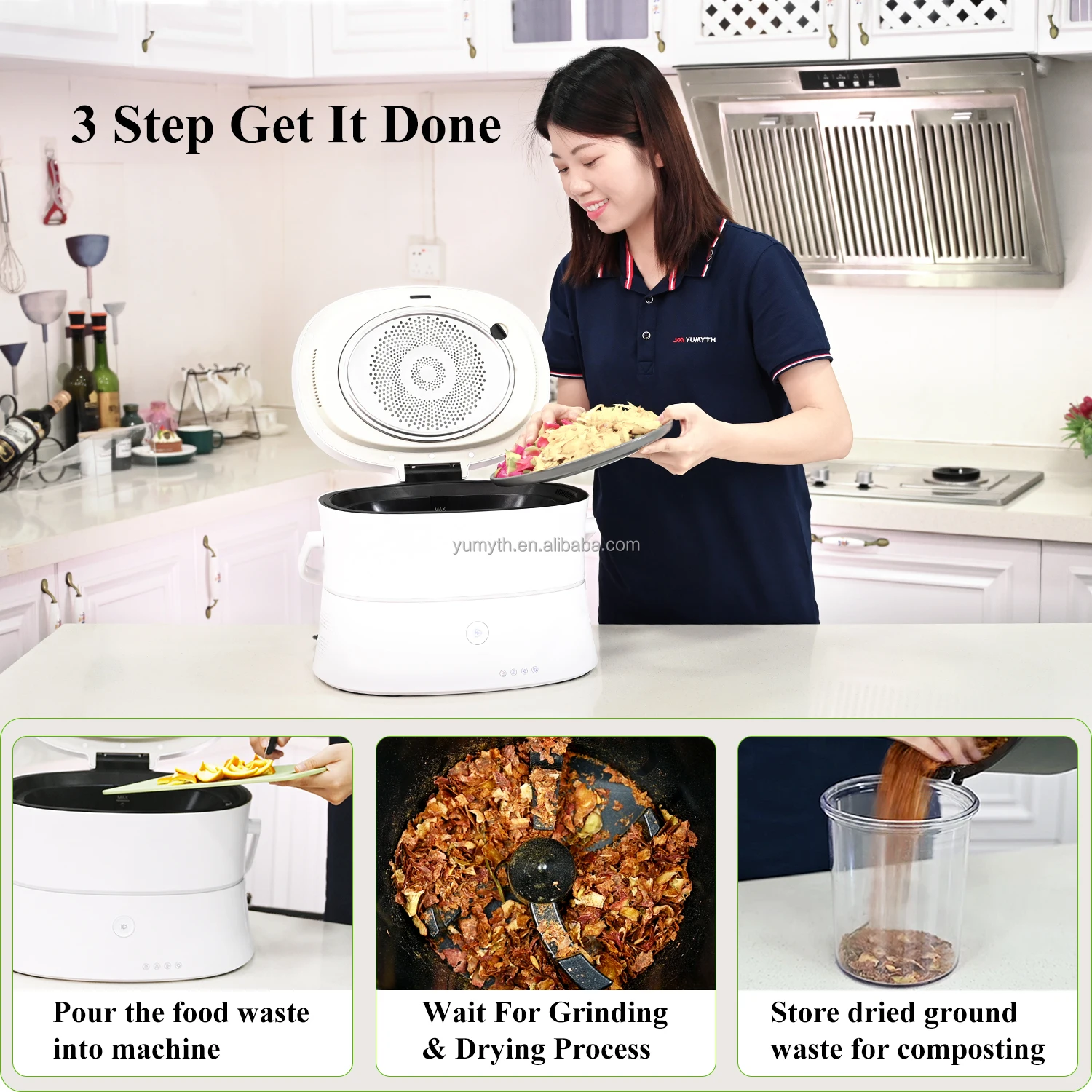 Odor Prevent Filter 3L Auto Reverse & Forward Heat Cycling Tech Kitchen Food Garbage Composter