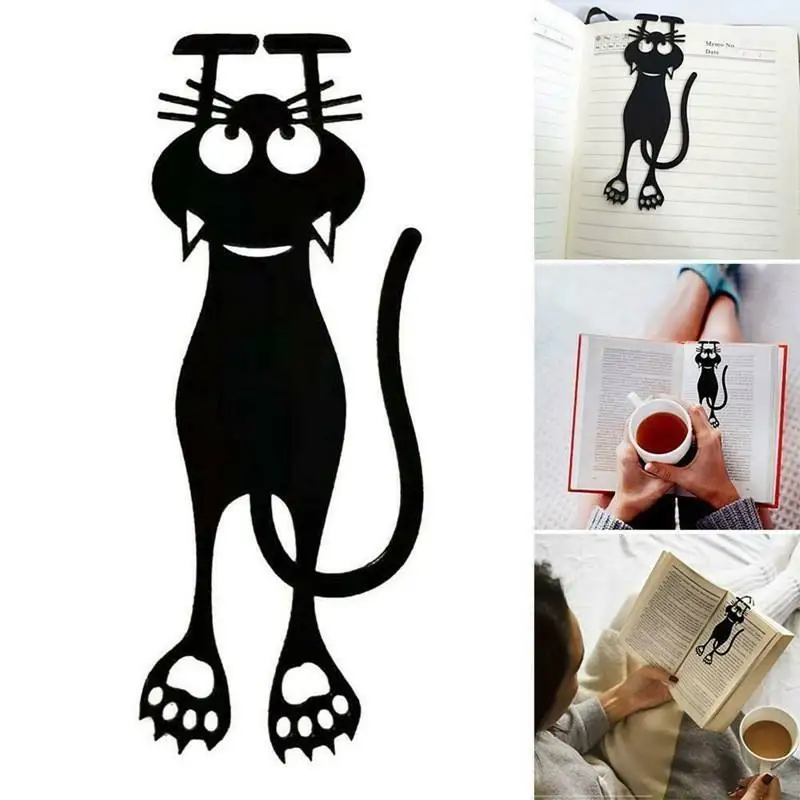 Dropshipping Creative Acrylic Bookmark Hollowed-out Black Cat Bookmark Cat Hanging Animal Bookmark Accept Custom