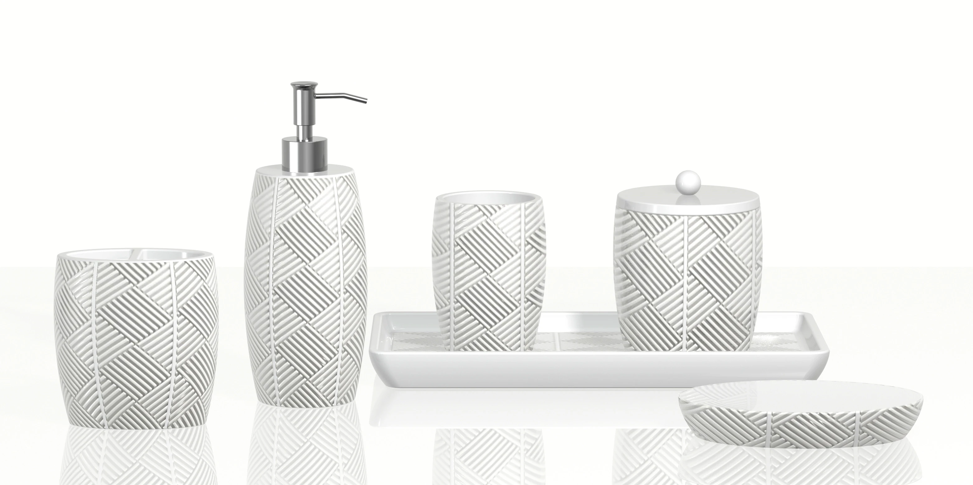 9 pcs Bathroom Sets new modern luxury white resin bathroom accessories set