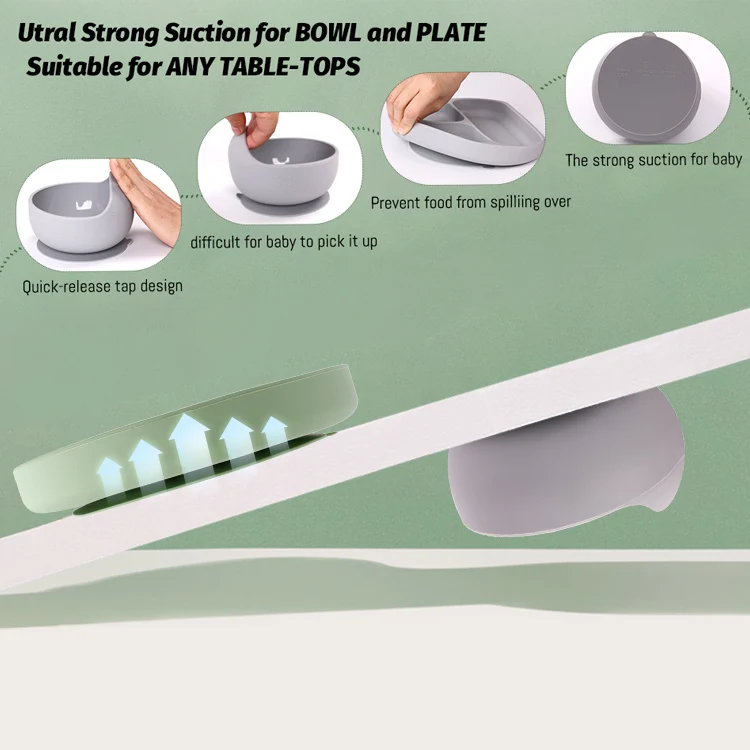 2024 New Product Ideas 100% Food Grade BPA Free Silicone Dinnerware Baby Bowl Suction Tableware Set Kids Dining Supplies