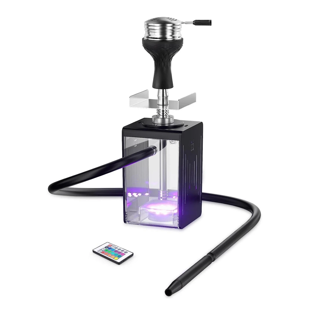 GT factory wholesale acrylic shisha hookah voice control glowing glass hookah