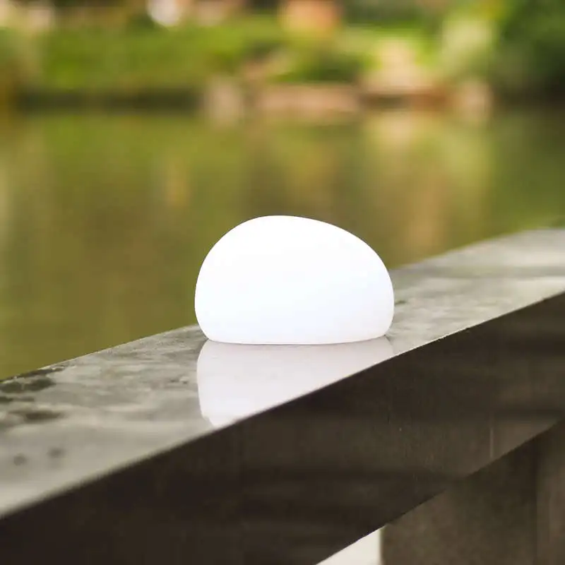 Outdoor Garden Ornaments Waterproof RGB LED Light Decorative Pebble Stone Solar Lawn Lamp with Ground Spike