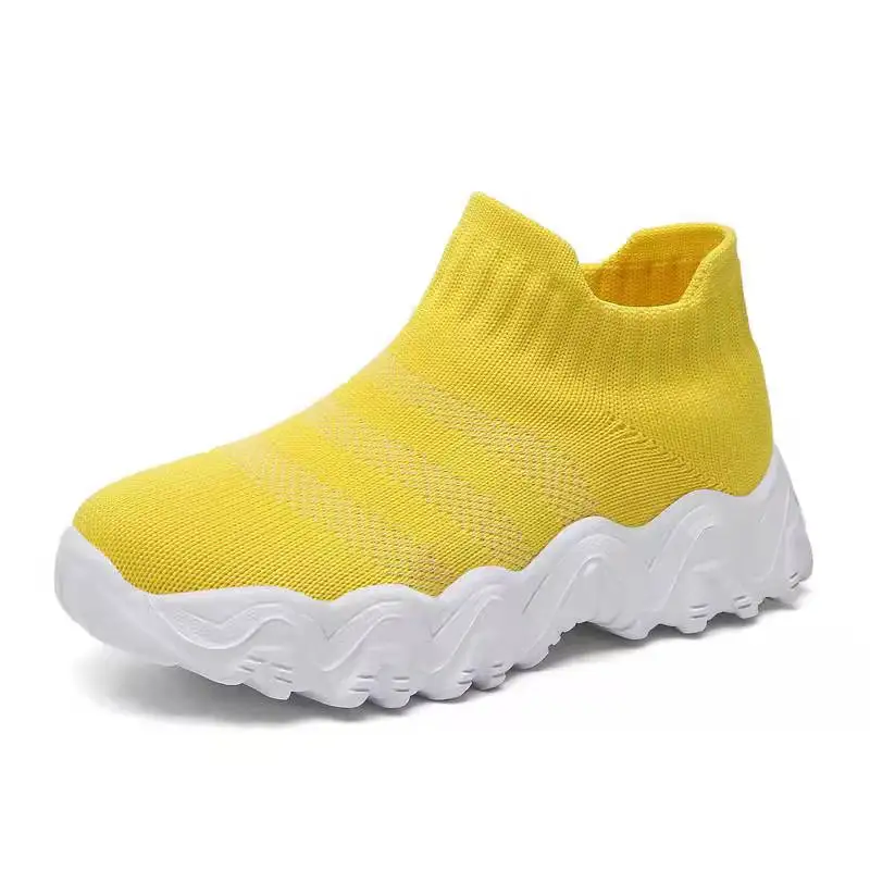 Fashion kids socks shoes children knitted breathable anti-slip sport shoes for boy and girl