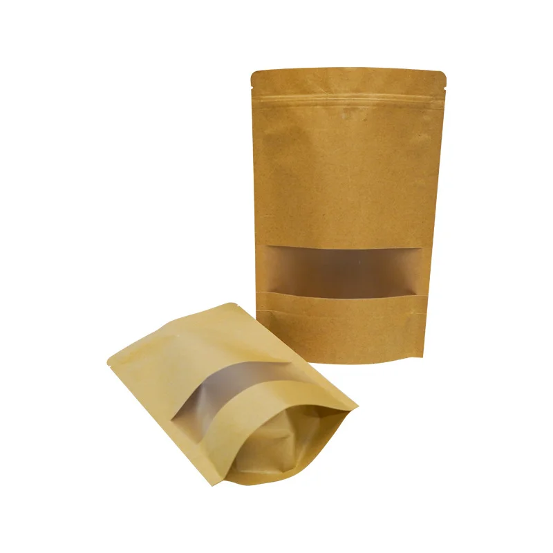 Heat Sealed Recyclable Brown Kraft Paper Pouch Paper Gift Bag Paper Bags and Box for Clothing Jewelry Packaging