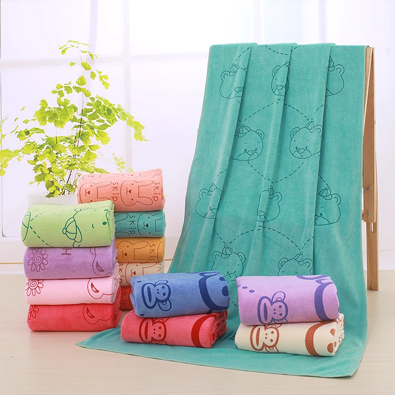 Soft Bath Towel cartoon Print Children Bath Towel Microfiber Baby Bath Towels