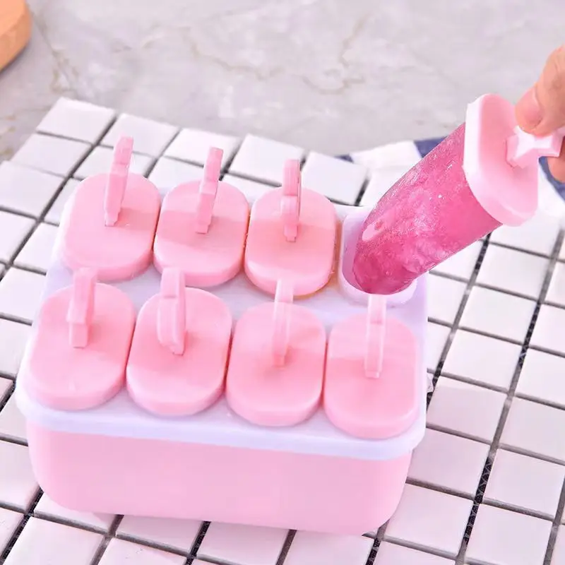 Homesun 6/8 Cell Ice Cream Mold Ice Handmade Dessert Popsicle Mold For Freezer Fruit Ice Cube Maker Reusable Forms