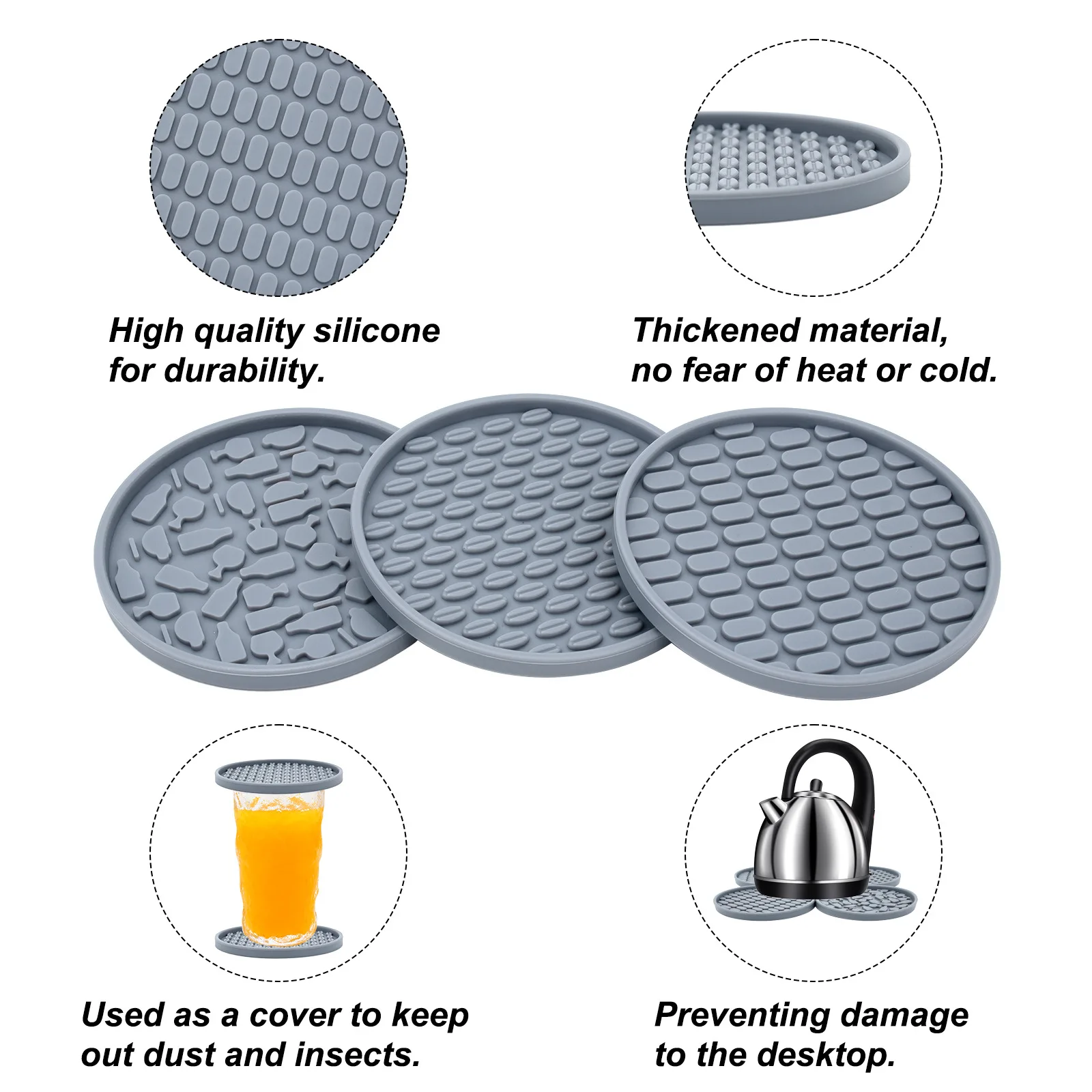 Hot Selling Heat Resistant Silicone Cups Coaster Anti-slip Office And Home Desk Cup Coasters For Table Protection