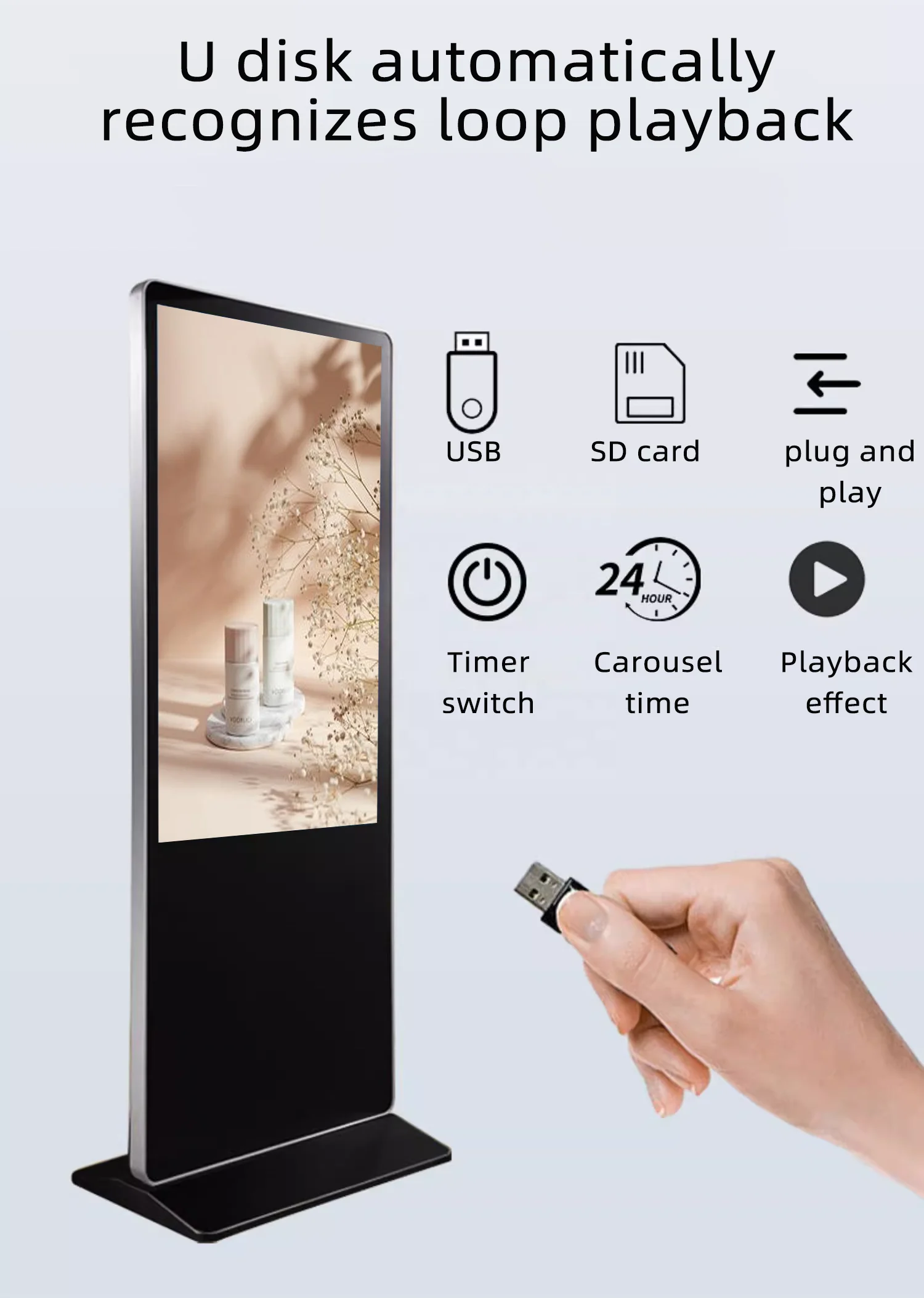 55 inch indoor interactive floor standing digital signage totem lcd touch screen vertical advertising machine