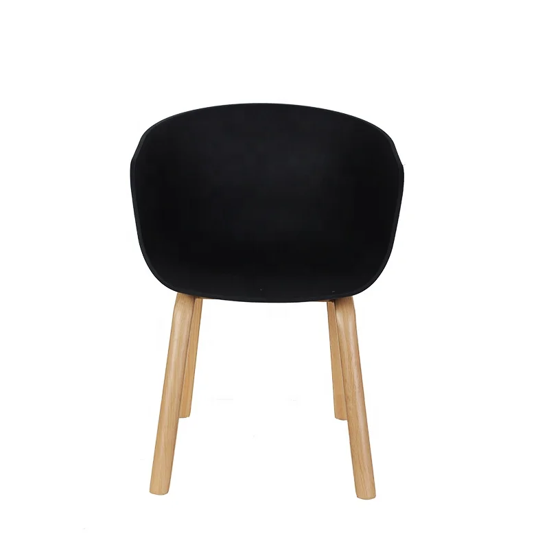 Wholesale popular home furniture colorful plastic dining room chairs Plastic armrest dining chair wood leg coffee chair