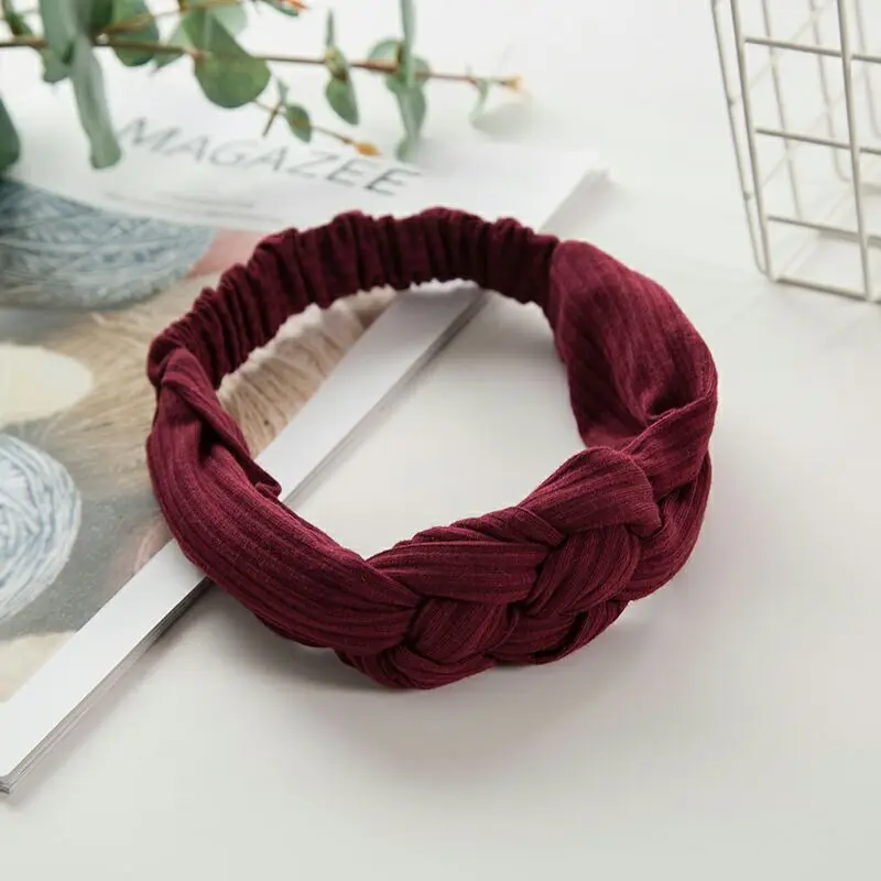 Cotton Girls Hair Chinese Knot Headband Turban Headwrap Braid Twist Striped Elastic Head Band Bandage Women Hair Accessories