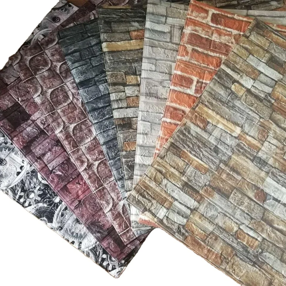 Дешевые обои для продажи самоклеящиеся настенные плитки 3d из пеноматериала и кирпича Настенные оптом украшение дома теплые цветные