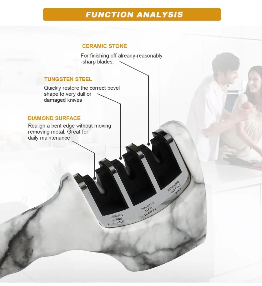 
Wholesale Marble Decal Surface Kitchen Knife Sharpener 