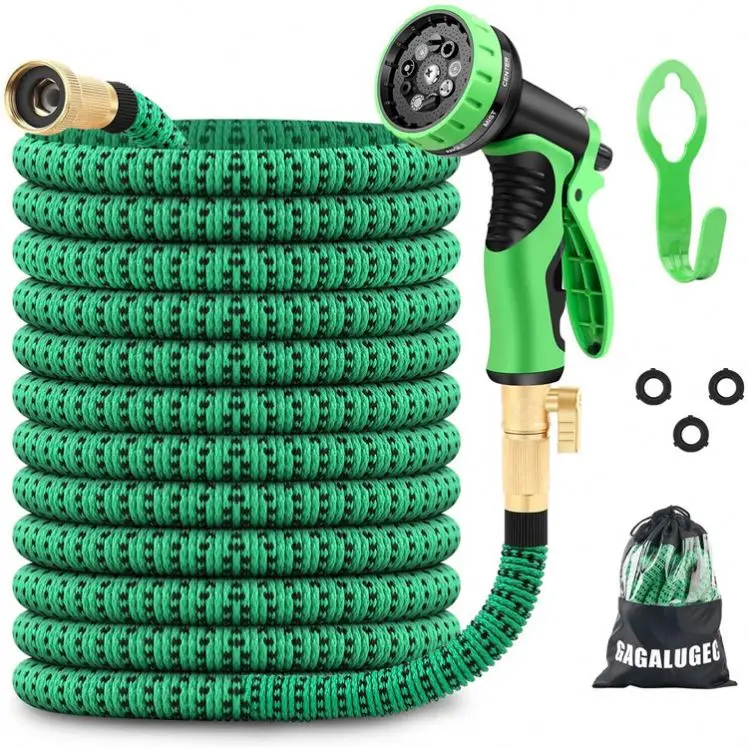 Expandable Garden Hose Pipe 100Ft 30M Strong Double Latex Inner Tube Prevent Leaking Magic Hosepipe With 8 Function Spray Gun -