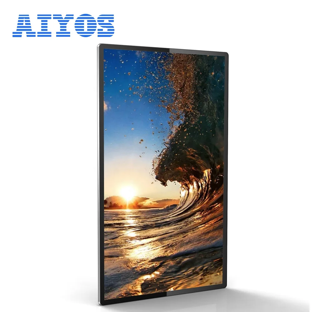 Aiyos 55 Inch Interactive Digital Totem Wall Mounted Advertising Screens Photo Oem Smart Booth Kiosk LCD Display Screen