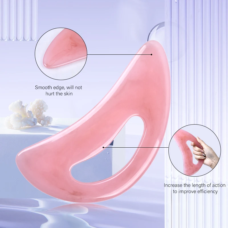 Personalized Pink Color Resin Body Massage Large Guasha Board Wholesale LOW MOQ Back Healthcare Big Gua Sha Tool With Handle