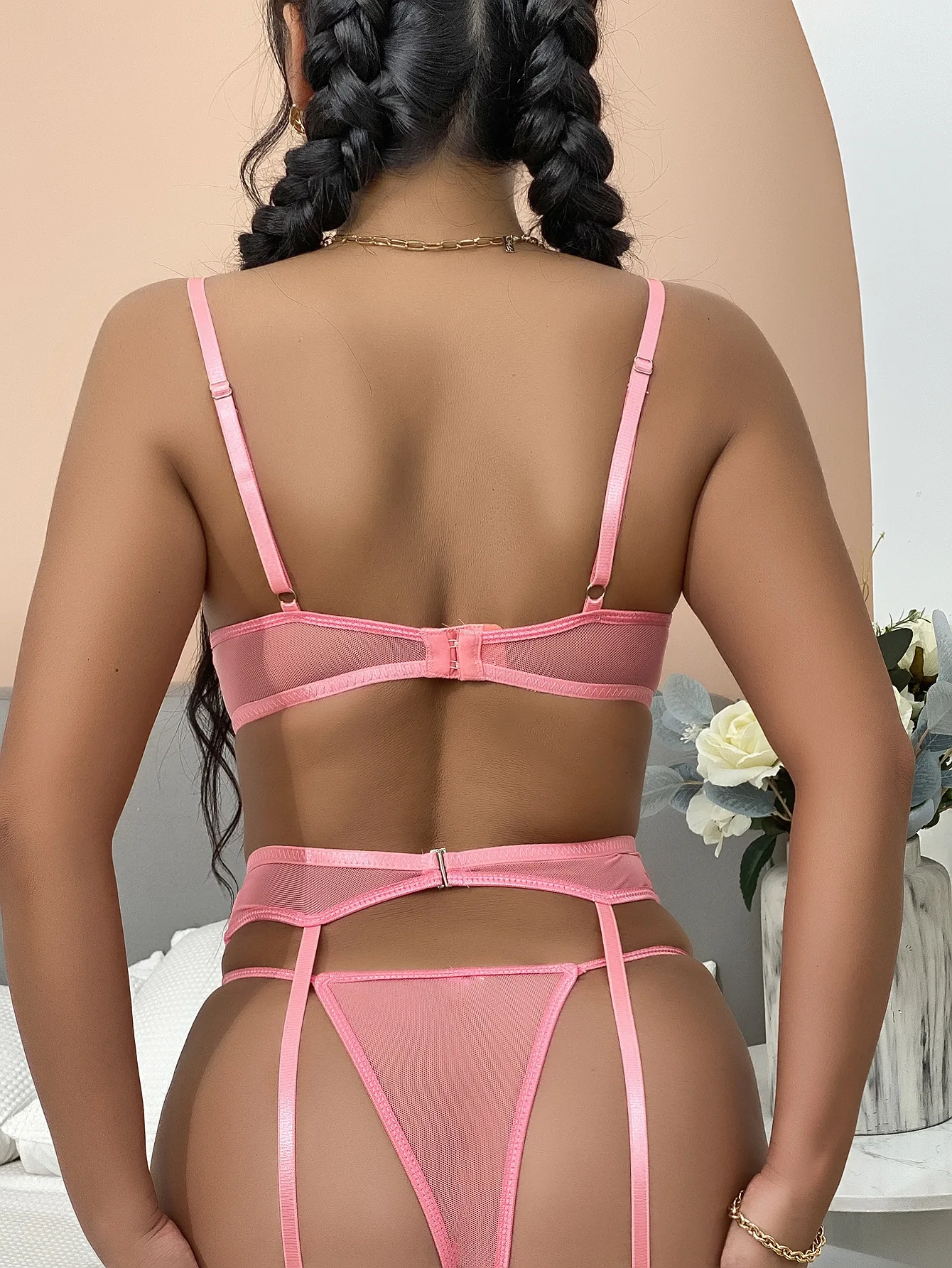 Wholesale Women Gather Lingeries Lace Female Mature Valentines Sexy Lingerie Womens Set 3 Pieces Lingerie Sets