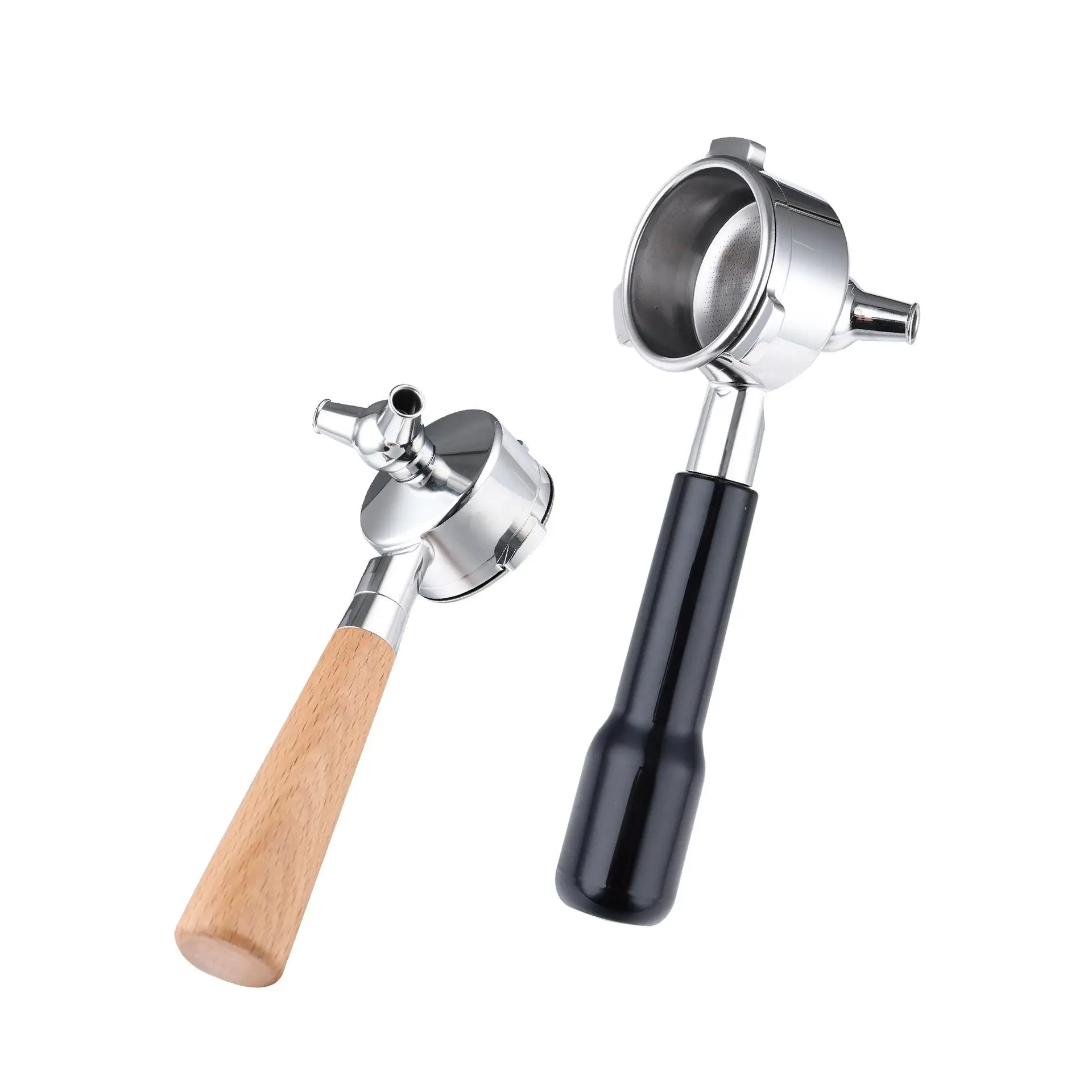 OEM 51mm 54mm 58mm E61 Wooden Handle Breville Delonghi Naked Stainless Steel Bottomless Espresso Machine Coffee Portafilter