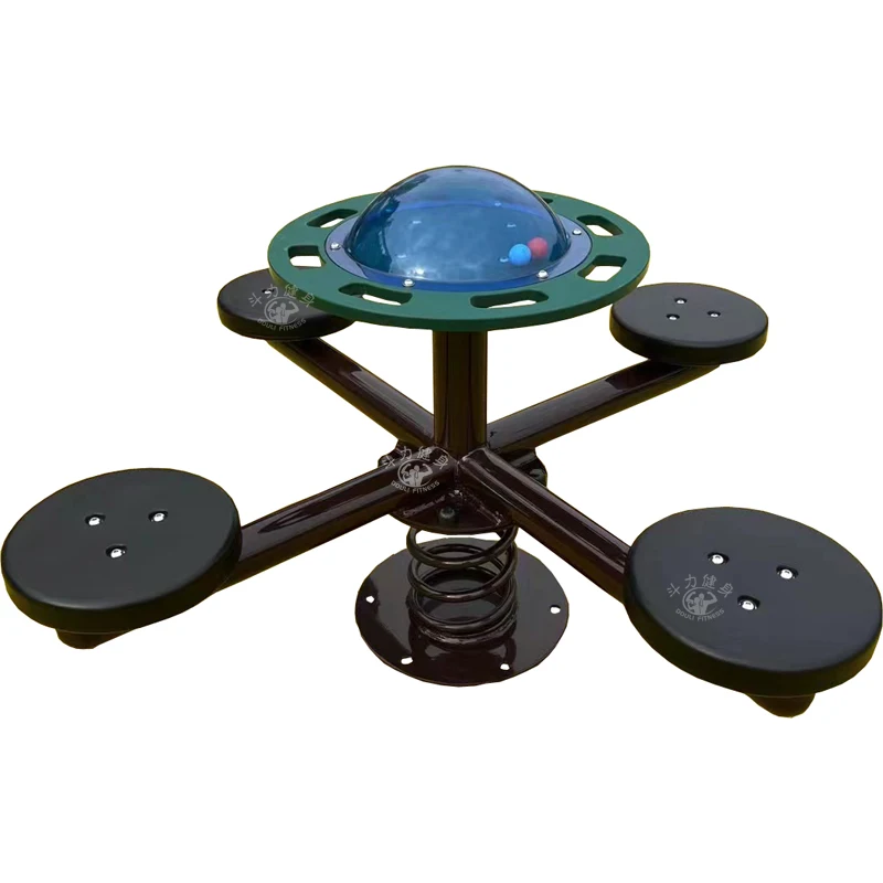 Dream kids outdoor single strong coil spring supported 4 seats swing seesaw playground equipment for children