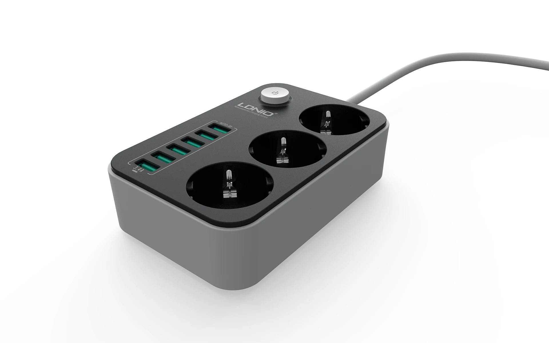 LDNIO Лидер продаж EU мощность полосы 3 WAY POWR пропилен-каучука прокладки с 6 портами USB устройство защиты от перенапряжения питания