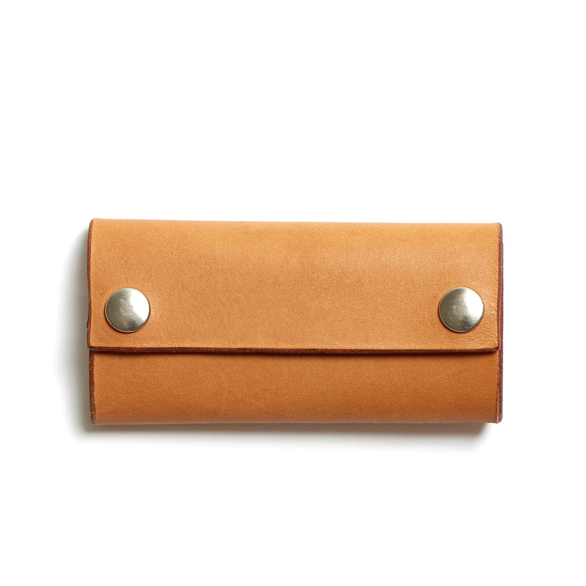 Highest quality natural tan harness leather key pouch with two snap