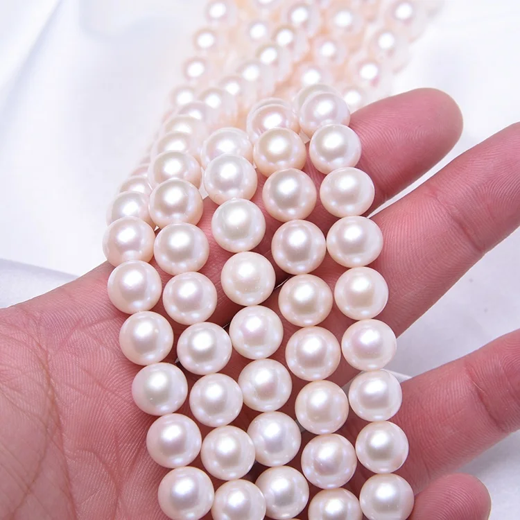 
SJ-PS0129 Loose Large 10-11mm Real Cultured Round Fresh Water Pearl Necklace Freshwater Pearl Strands For Jewelry Making 