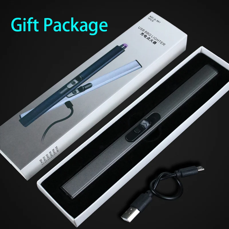 Candle Bbq Camping Kitchen Electric Rechargeable Usb Lighter Arc Windproof Flameless Plasma Lighter Long Stick With Rope