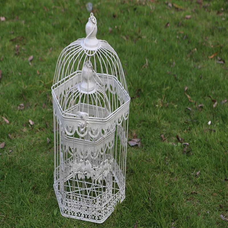 
Custom Hanging Decorative Wrought Iron Hanging Bird Cage Candle Holder 