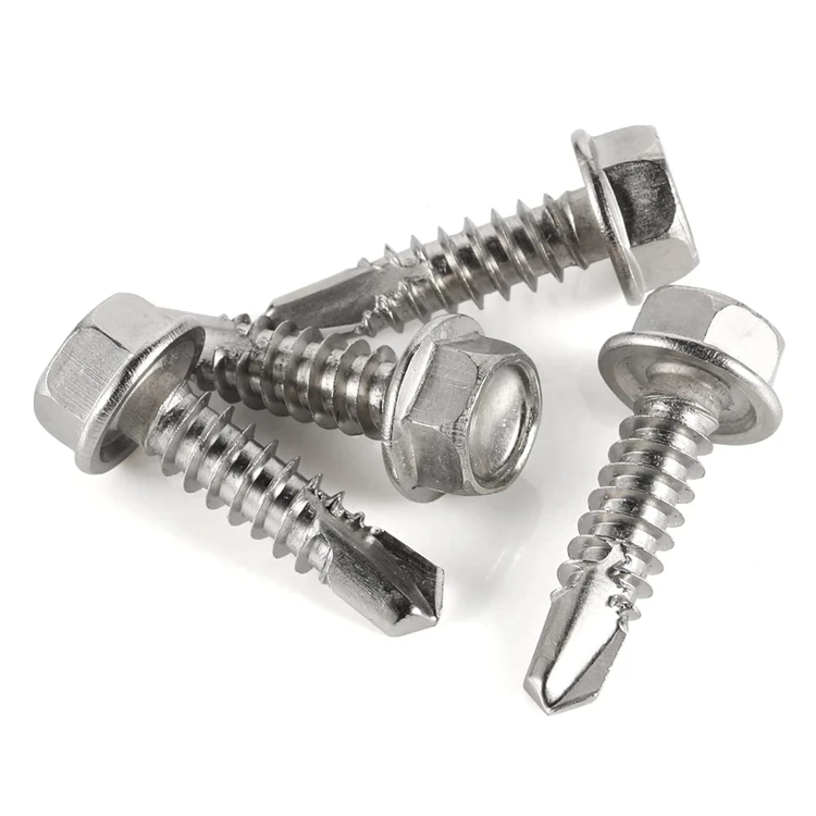 M4.2 M4.8 M5.5 M6.3 #8 #10 #12 #14 Stainless Steel 304 410 Sheet Metal Tek Screws Hex Washer Head Self Drilling Screw