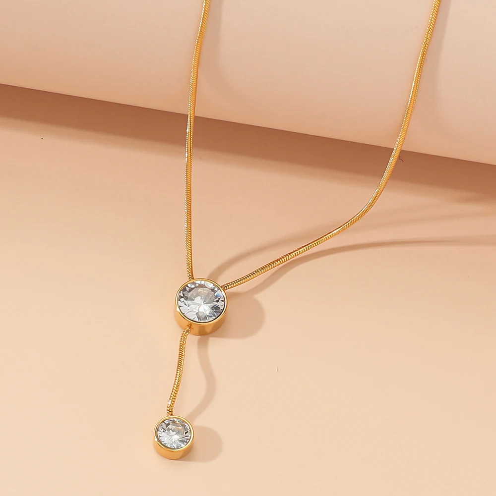 Natural Stone Pendant 304 Stainless Steel Gemstone Pearl Necklace Design Short Necklace