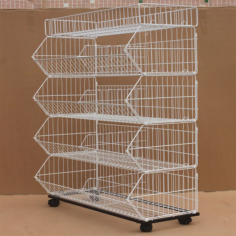 
Mobile supermarket line bar snacks electroplating inclined mouth basket layer net rack bread rack cage shelf 