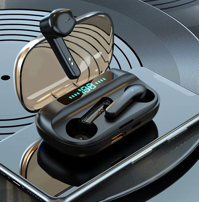 
New product 2020 new arrival Free sample JS3 JS338 led battery display long working time mi earphone earbuds with power bank 