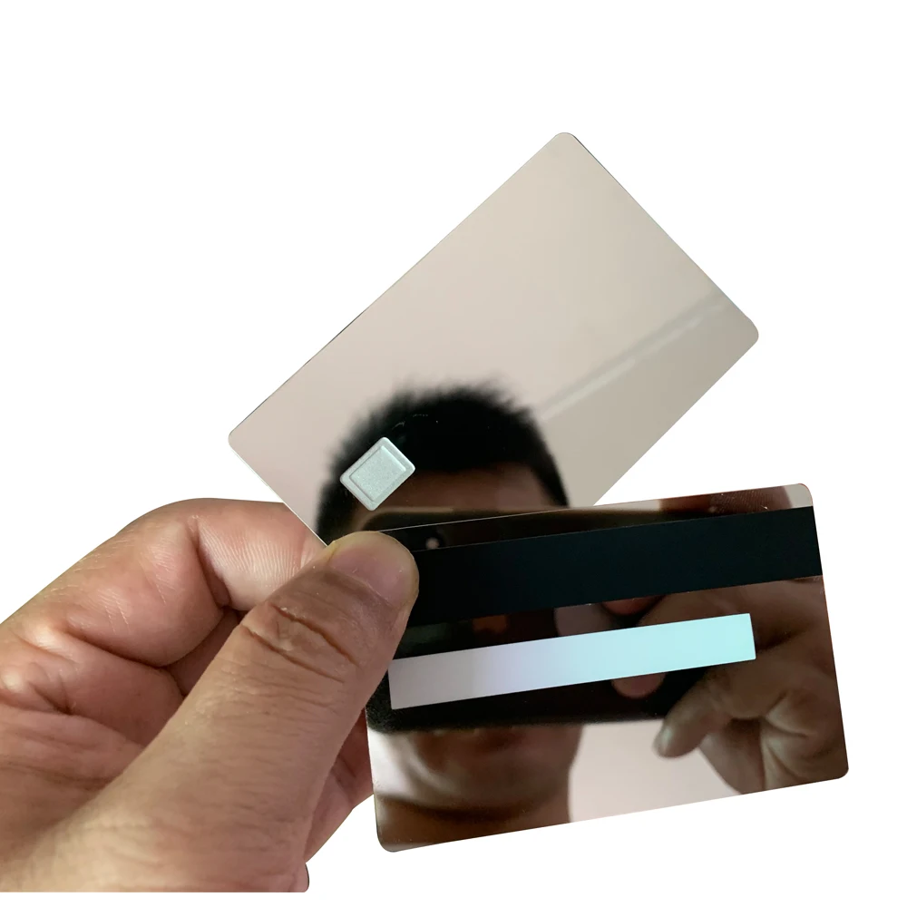 Fast Shipping Mirror Gold Silver 4442/4428 Chip Credit Card Blank Square Slot Metal Card Hot Sale