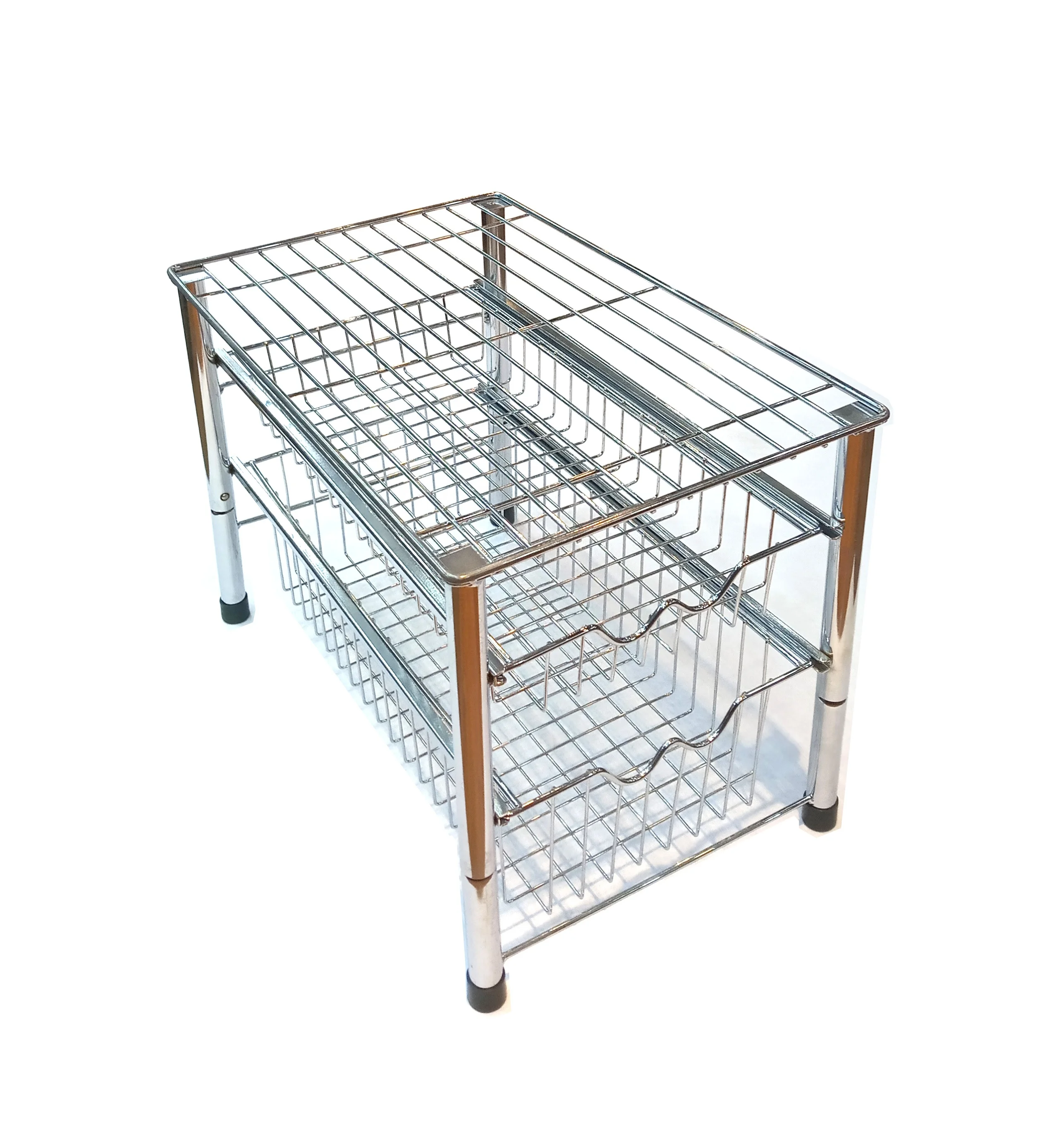 Cabinet Sliding Basket Organizer Drawer Chrome Pull Out Storage Wire Basket Bin