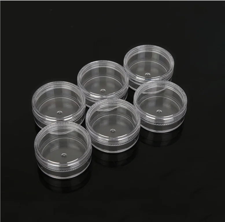 3g 5g 10g 15g 20g Clear Plastic Round Box Jewelry Storage Case Small Container Jars Powdered Cosmetic Samples box